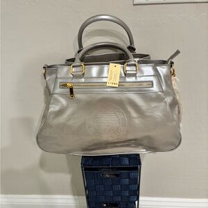 Source Unknown Silver Satchel with Gold Hardware